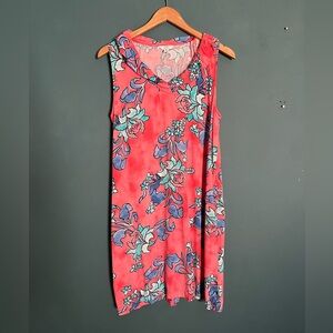 Crown & Ivy Floral Sleeveless Dress M- Coral and Blue